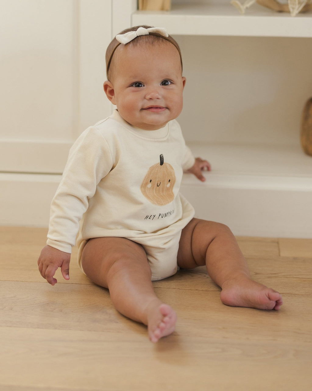 Hatena TUNEOUT リトルママ　little mama Crewneck Bubble Romper || Pumpkin | All The Little Bows