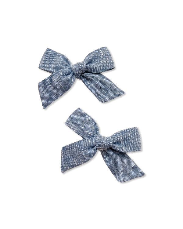 Classic Bow | Brussels Washer Yarn-Dyed Linen, Chambray, , All The Little Bows - All The Little Bows