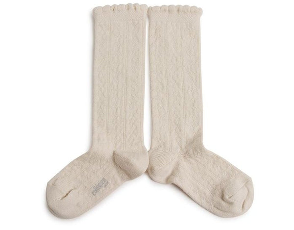 Collegien Juliette Pointelle Organic Cotton Knee Socks | Doux Agneaux, , Collégien - All The Little Bows