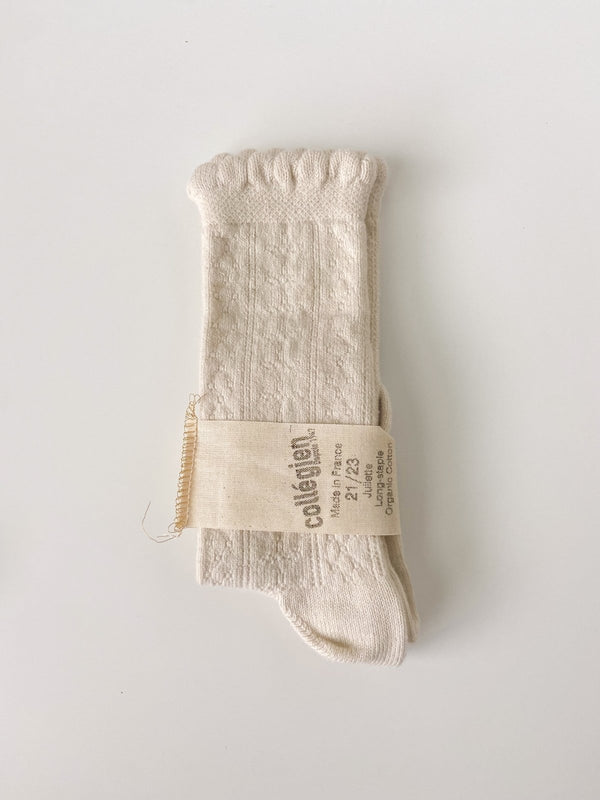 Collegien Juliette Pointelle Organic Cotton Knee Socks | Doux Agneaux, , Collégien - All The Little Bows