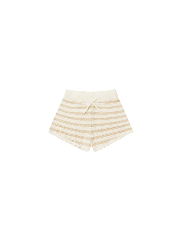 Knit Shorts || Sand Stripe, Girls Shorts, Rylee + Cru - All The Little Bows