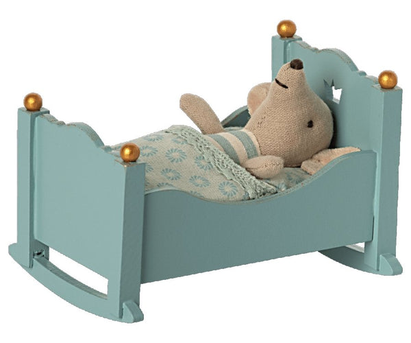 Maileg | Baby Mouse Cradle, Blue, Toys, Maileg - All The Little Bows