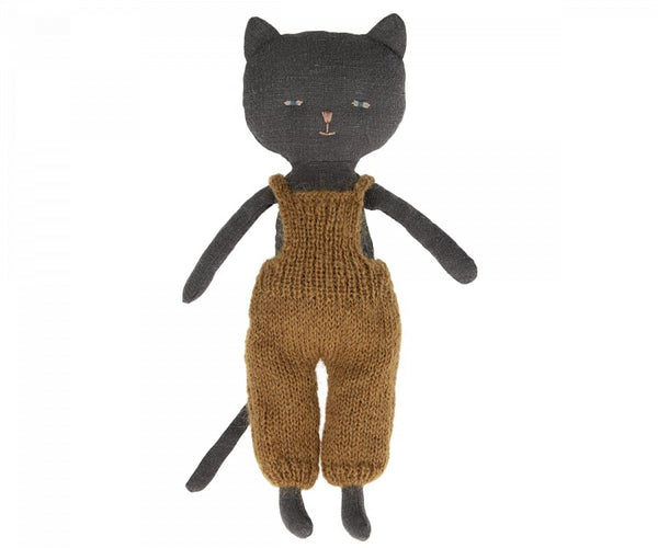 Maileg | Chatons Kitten in Knit Overalls, Black, , Maileg - All The Little Bows