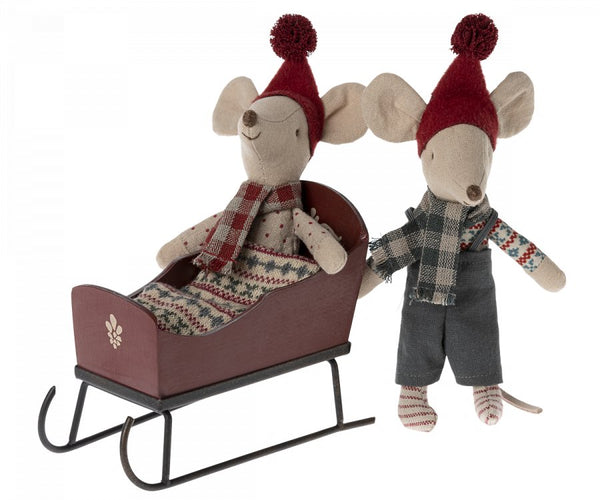 Maileg | Mouse Sleigh, Red, , Maileg - All The Little Bows