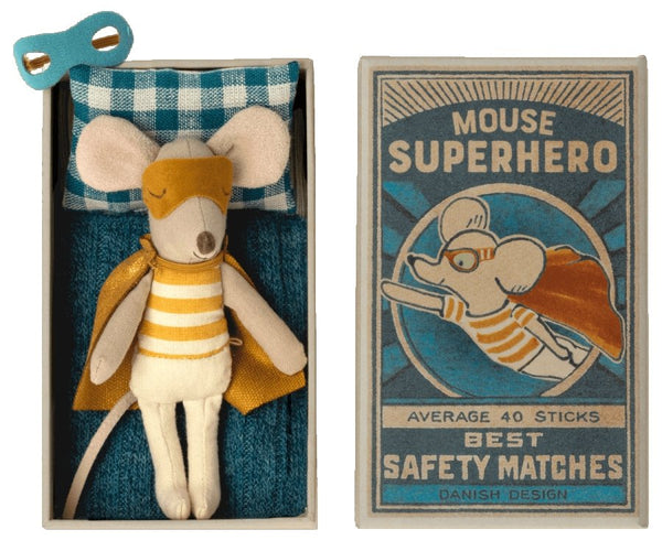 Maileg | Superhero Mouse, Little Brother in Matchbox, , Maileg - All The Little Bows