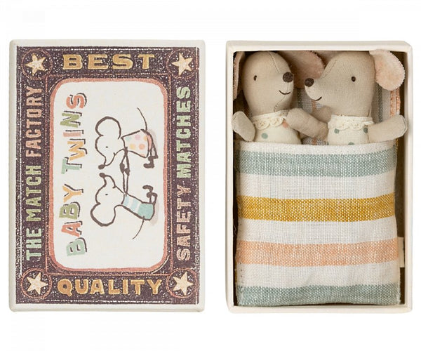 Maileg | Twins, Baby Mice in Matchbox (2023), , Maileg - All The Little Bows