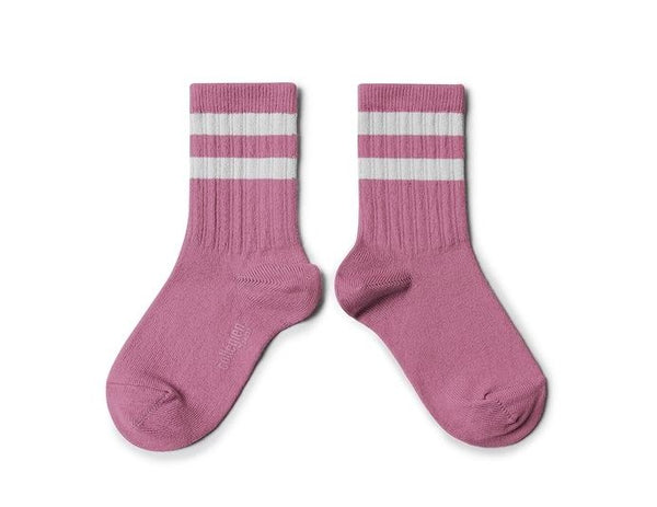 Collegien Nico Ribbed Varsity Crew Socks | Rose Bonbon, Baby & Toddler Socks & Tights, Collégien - All The Little Bows
