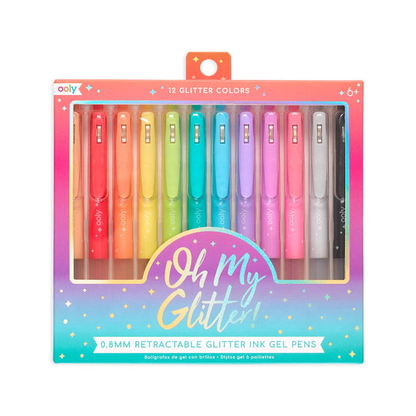 OOLY - Oh My Glitter! Retractable Glitter Gel Pens - Set of 12, , OOLY - All The Little Bows