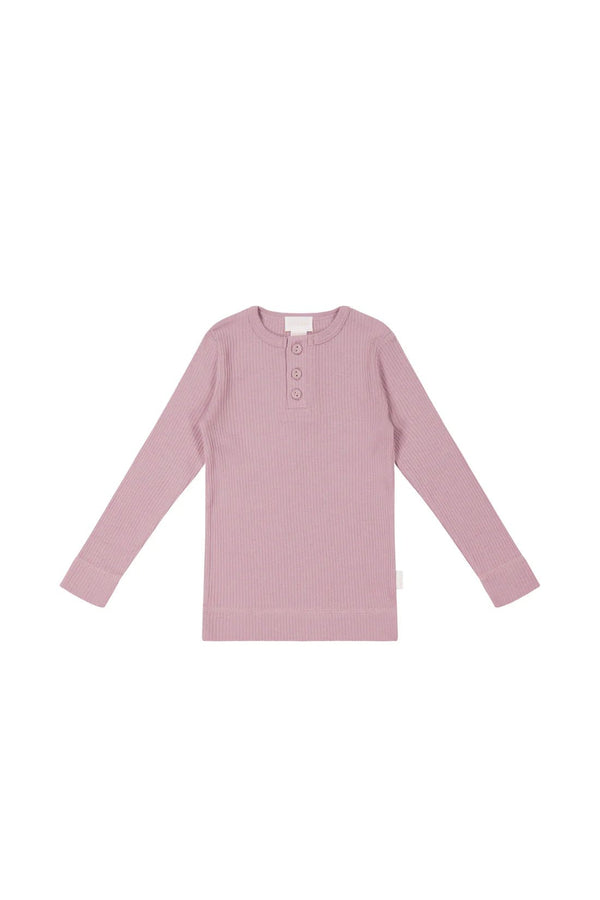 Organic Cotton Modal Long Sleeve Henley - Vintage Violet, , Jamie Kay - All The Little Bows