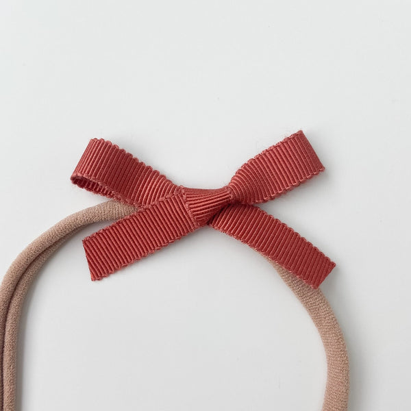 Petite Ribbon Bow // "Brick Red" Headband, Ribbon Bow, All The Little Bows - All The Little Bows