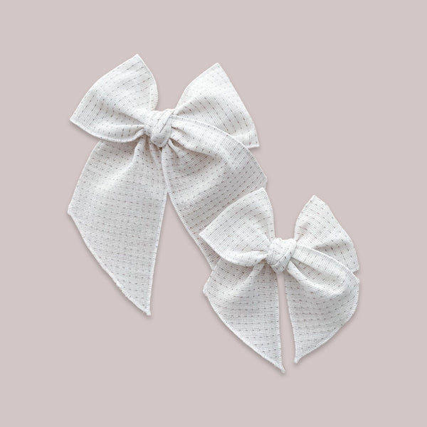 White Dashed Elle Bow, , Lady Eleanor & Co - All The Little Bows