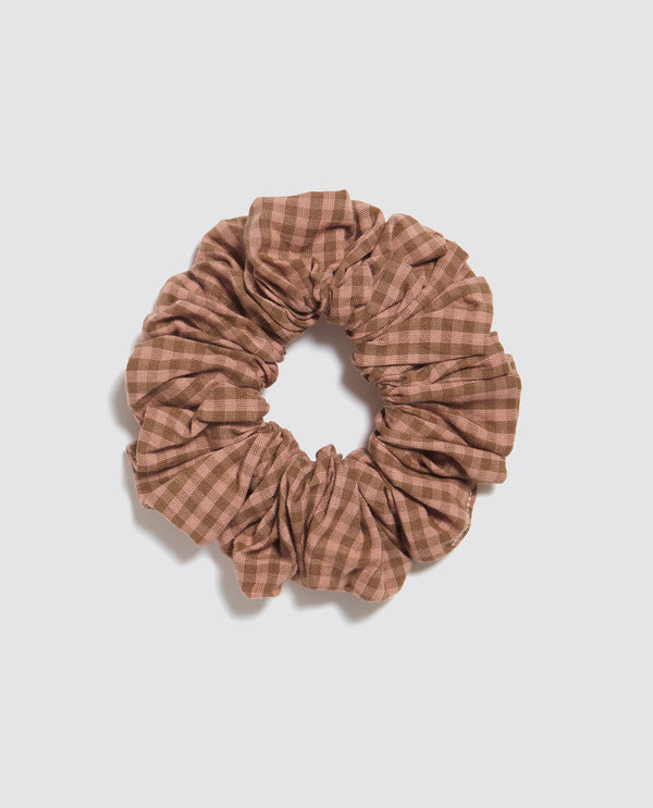 Scrunchie || Tiny Check Tea Rose