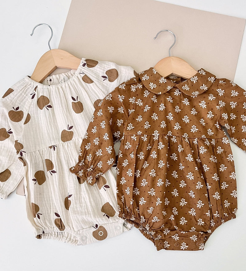 Long Sleeve Bubble Romper || Golden Apples, , Rylee + Cru - All The Little Bows