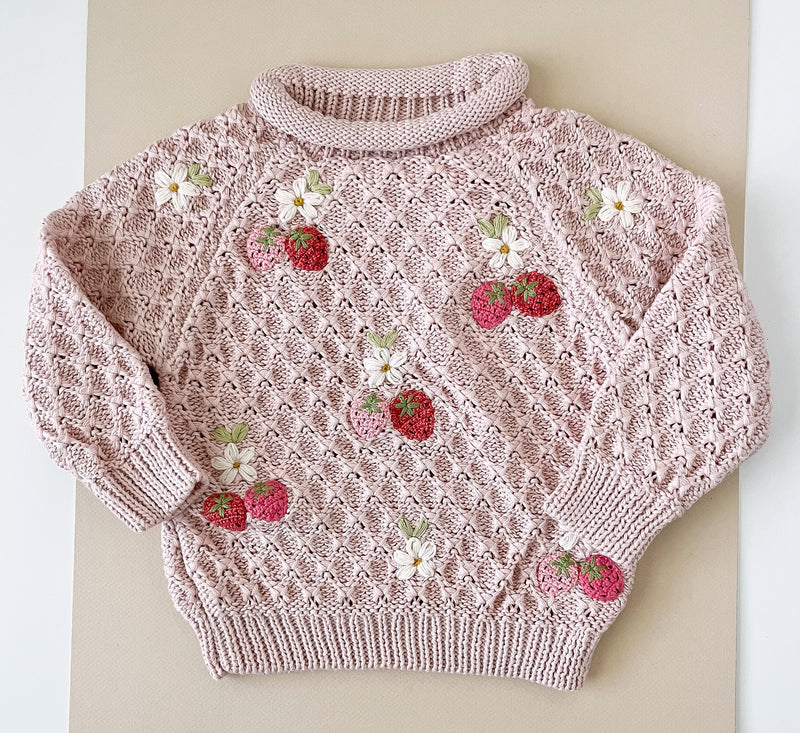 Strawberry Fields Sweater || Pink