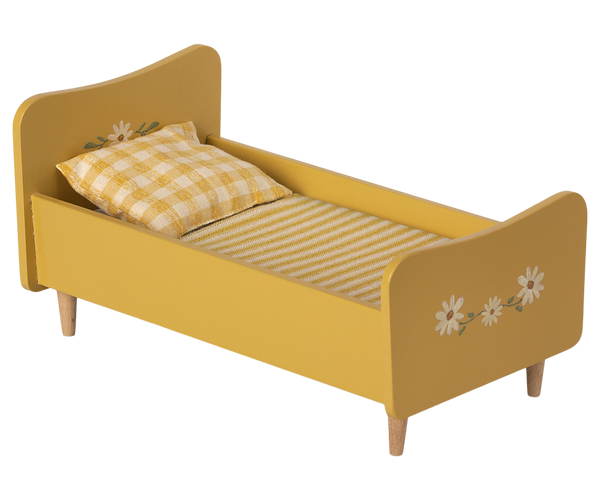 Wooden Bed, Miniature - Yellow