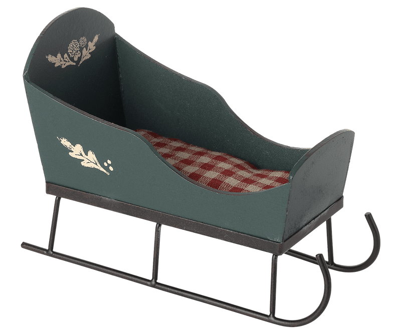 Sleigh, Mini - Green, SEASON, Maileg USA - All The Little Bows