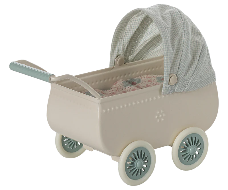 Maileg | Pram w/ Baby Mouse, Mint