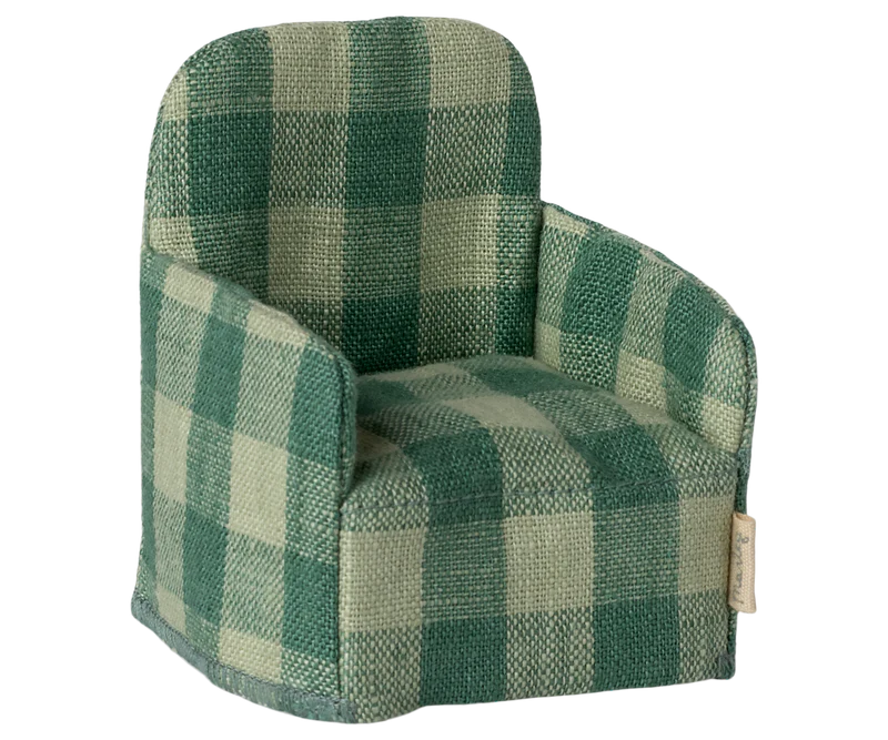 Maileg | Folding Chair, Mouse - Green Check