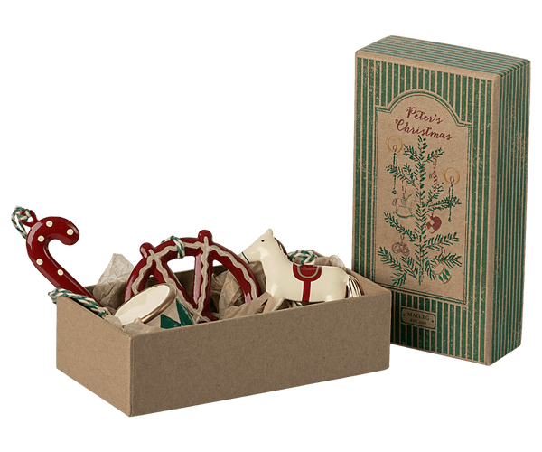 Metal Ornament Set - Peter's Christmas, Green, SEASON, Maileg USA - All The Little Bows