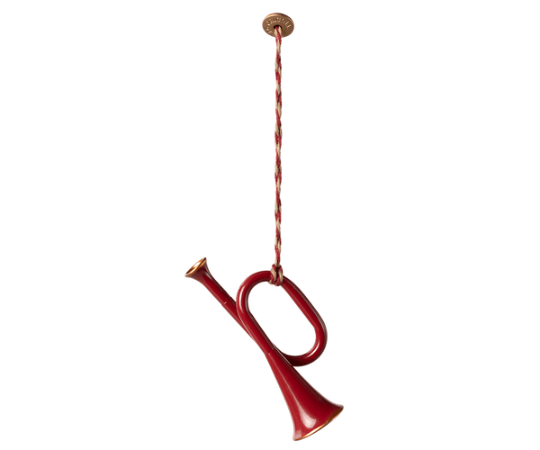Metal ornament, Trumpet - Red, SEASON, Maileg USA - All The Little Bows