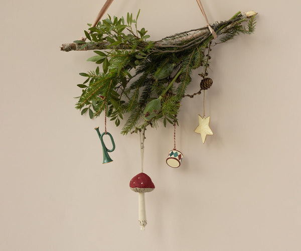 Metal ornament, Trumpet - Dark green, SEASON, Maileg USA - All The Little Bows