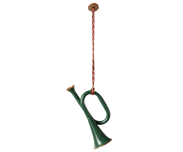 Metal ornament, Trumpet - Dark green, SEASON, Maileg USA - All The Little Bows