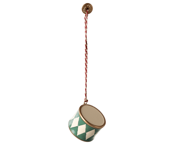 Metal ornament, Small drum - Dark green, SEASON, Maileg USA - All The Little Bows