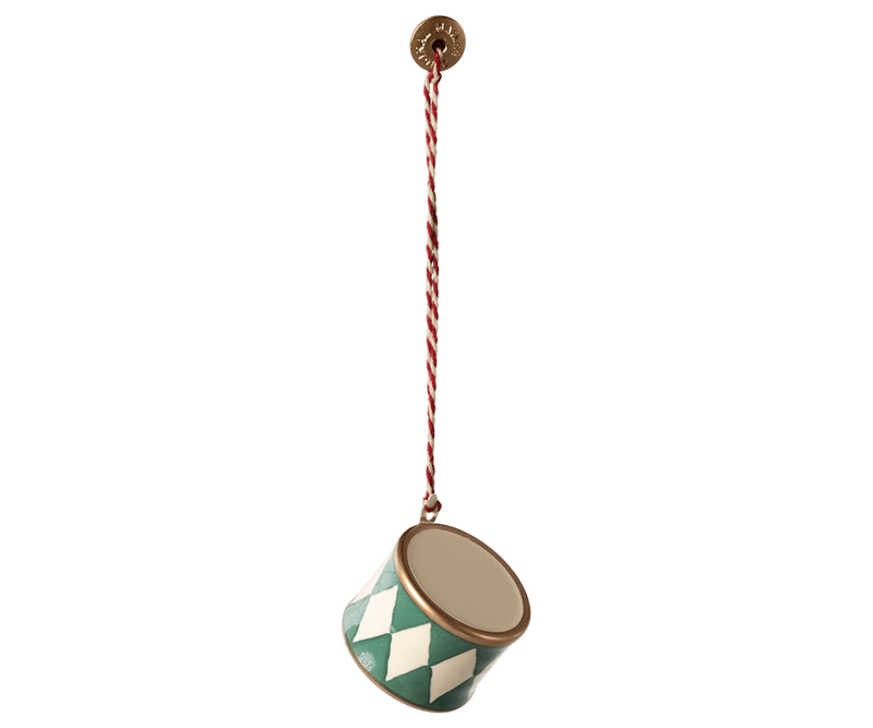 Metal ornament, Small drum - Dark green, SEASON, Maileg USA - All The Little Bows