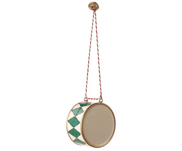 Metal ornament, Large drum - Dark green, SEASON, Maileg USA - All The Little Bows