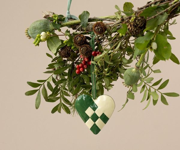 Metal ornament, Small heart - Dark green, SEASON, Maileg USA - All The Little Bows