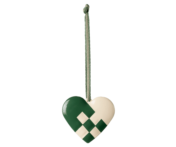 Metal ornament, Small heart - Dark green, SEASON, Maileg USA - All The Little Bows
