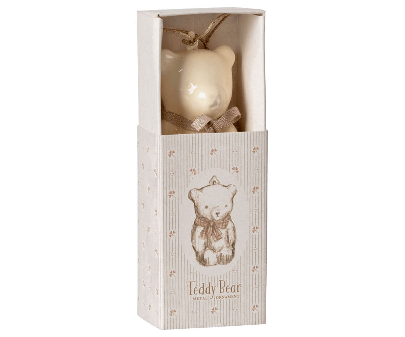 Metal ornament, Teddy bear - Off white/Rose, SEASON, Maileg USA - All The Little Bows