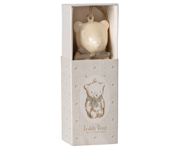 Metal ornament, Teddy bear - Off white/Blue, SEASON, Maileg USA - All The Little Bows