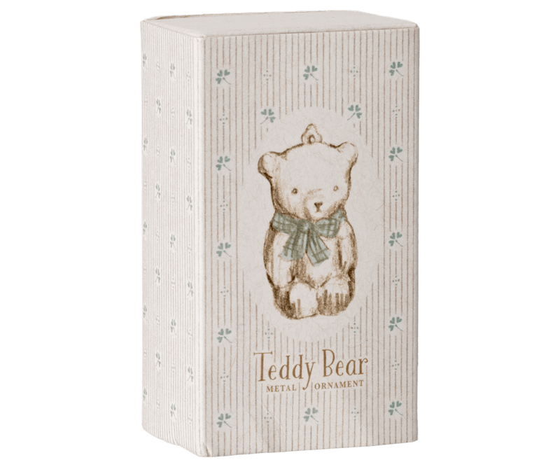 Metal ornament, Teddy bear - Off white/Blue, SEASON, Maileg USA - All The Little Bows
