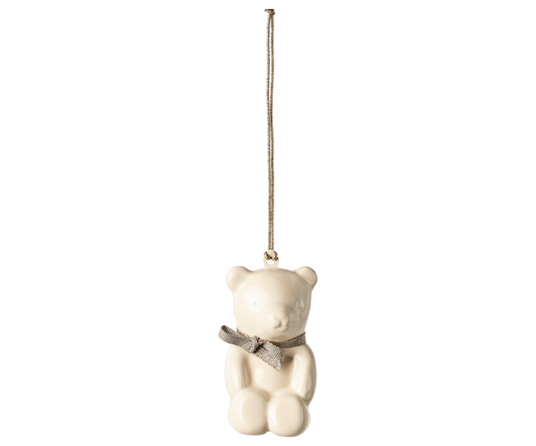 Metal ornament, Teddy bear - Off white/Blue, SEASON, Maileg USA - All The Little Bows