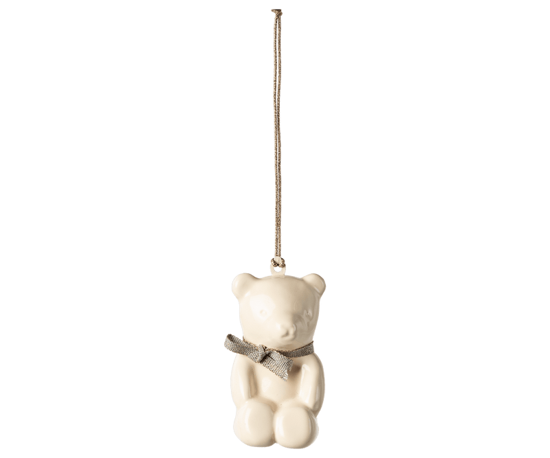 Metal ornament, Teddy bear - Off white/Blue, SEASON, Maileg USA - All The Little Bows