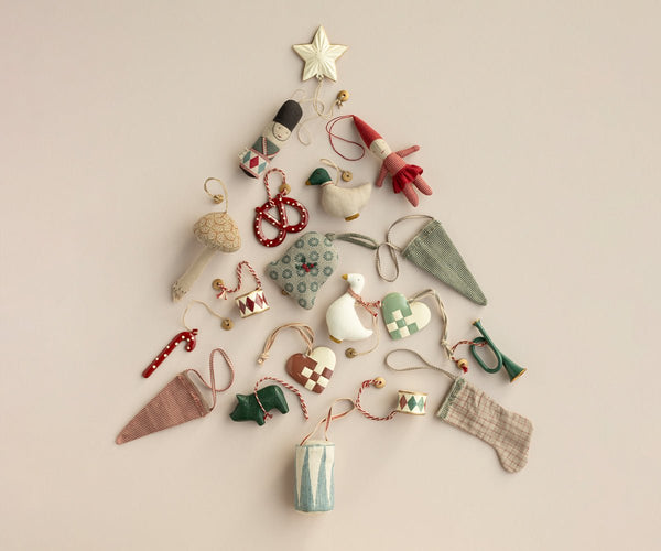 Cornet ornament, Checker - Petrol, SEASON, Maileg USA - All The Little Bows