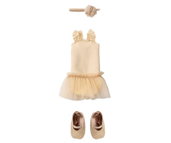 Maileg | Ballet Suit, Skirt, & Shoes, Cream - Size 2