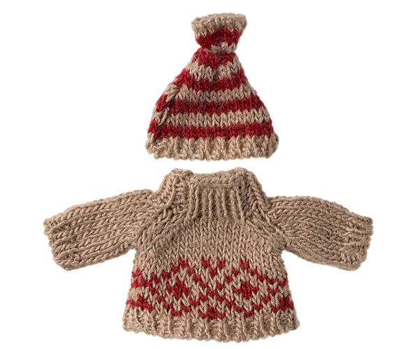 Maileg | Knitted Sweater & Hat, Mum Mouse