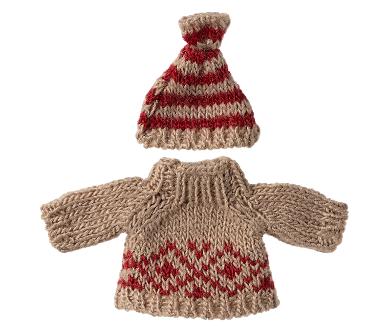 Maileg | Knitted Sweater & Hat, Mum Mouse