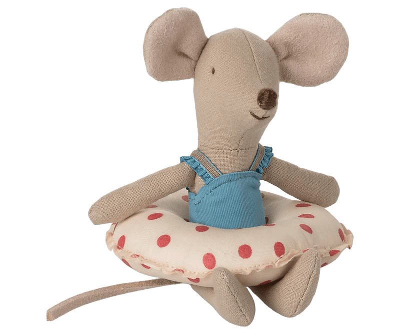 Maileg | Beach Mouse w/ Float, Little Sister - Red Dot, , Maileg - All The Little Bows