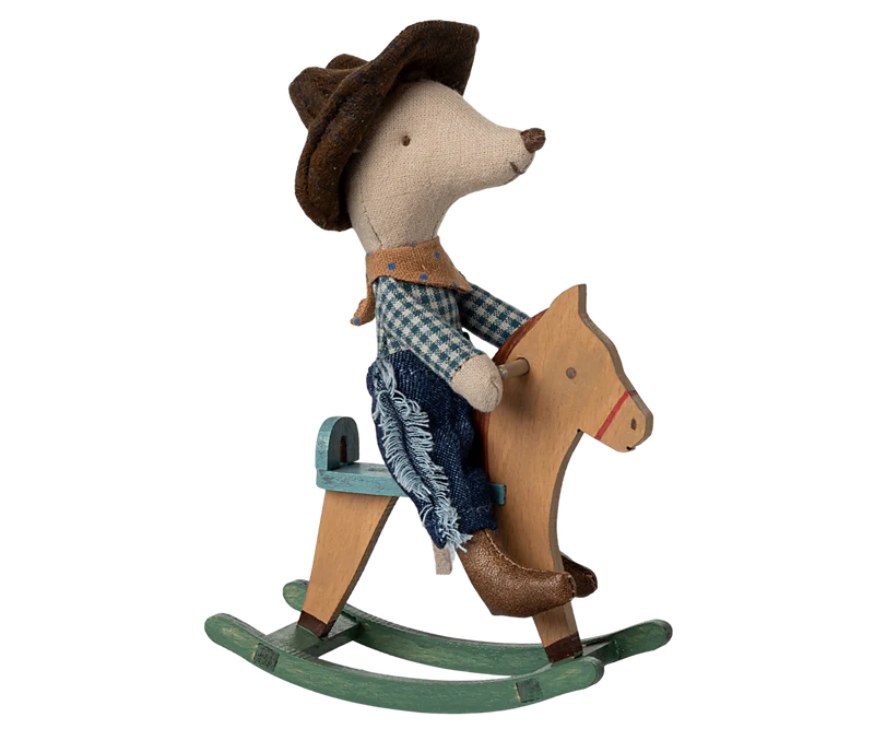 Maileg | Cowboy Mouse on Rocking Horse, Little Brother
