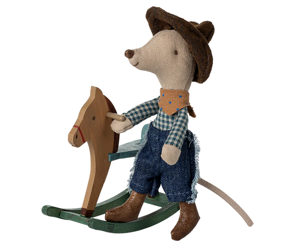 Maileg | Cowboy Mouse on Rocking Horse, Little Brother