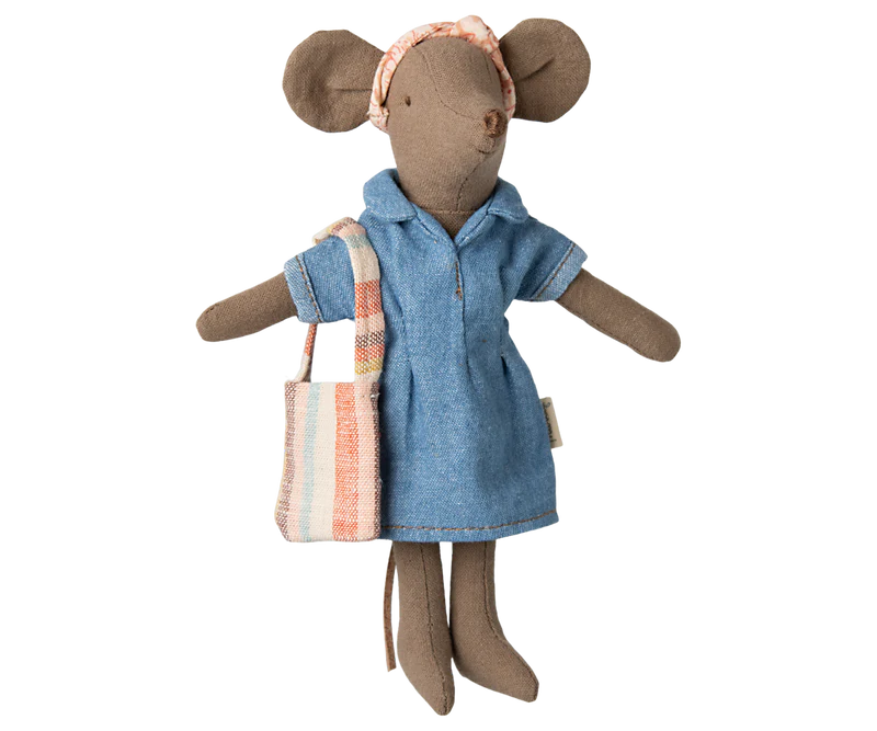 Maileg | Denim Dress & Bag, Mum Mouse