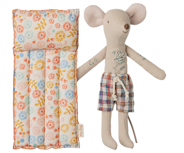 Maileg | Beach Mouse w/ Air Mattress, Dad - Flower