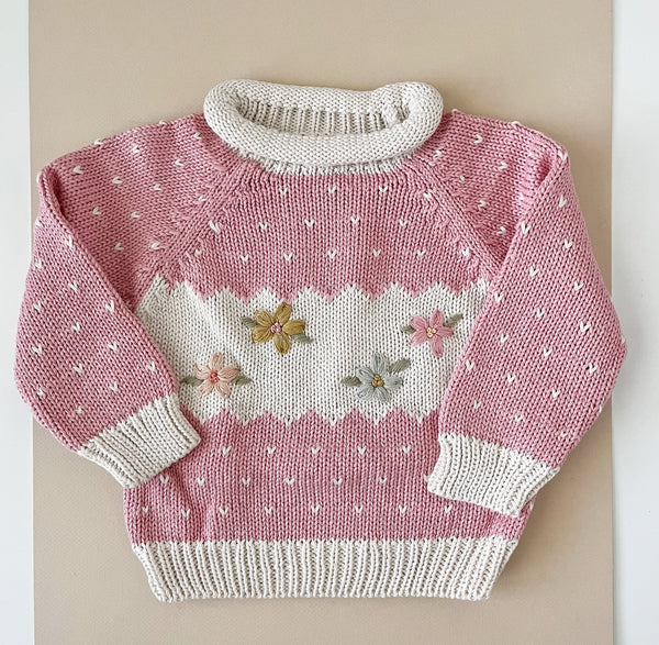 Intarsia Sweater || Pink
