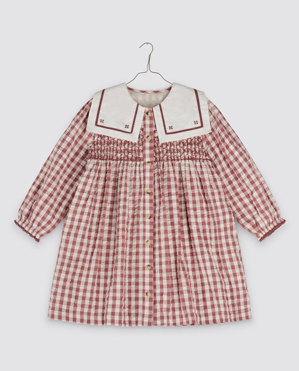 Smocked Sabrina Dress || Seersucker Gingham in Apple