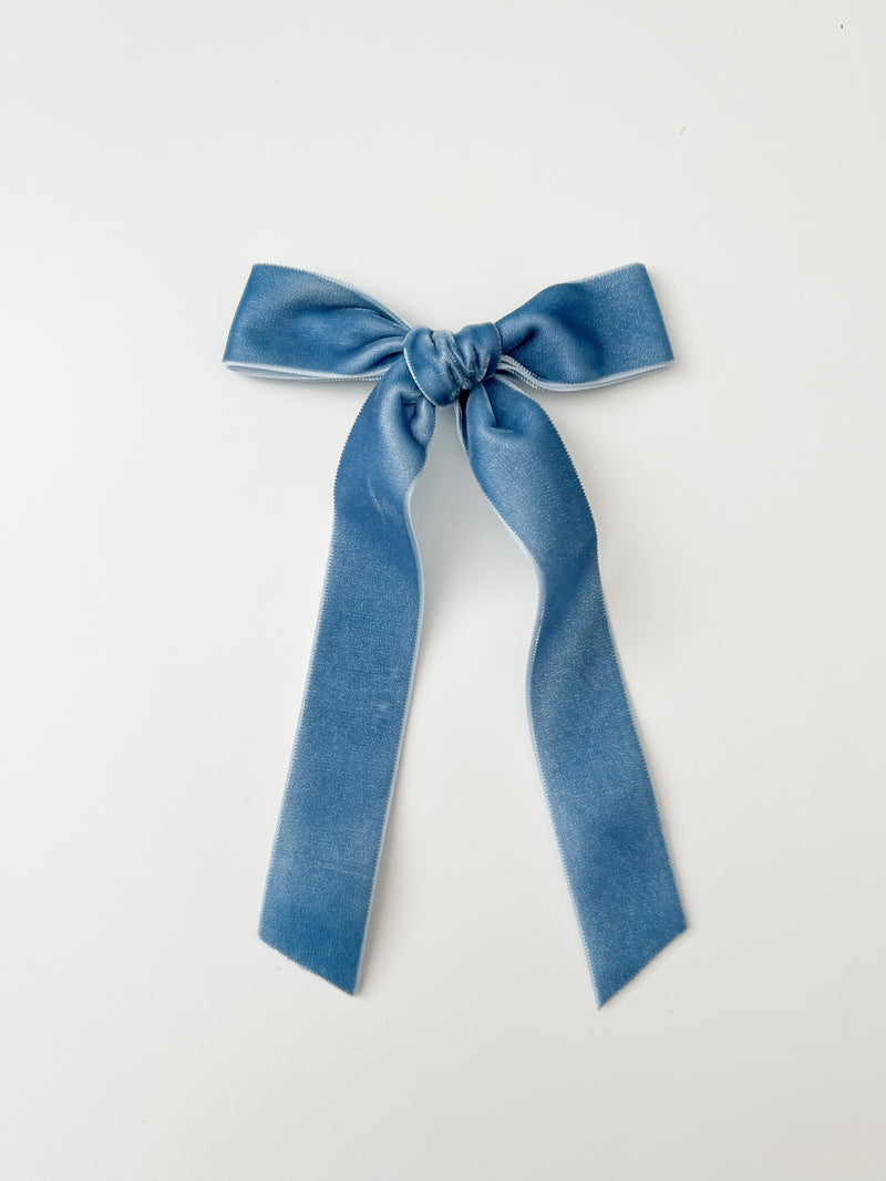 Velvet Ribbon Bow | Frost (Dusty Blue)