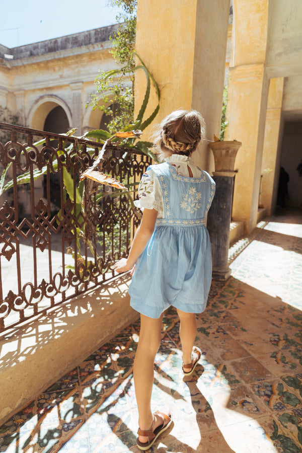 Clara Romper | Airy Blue Linen