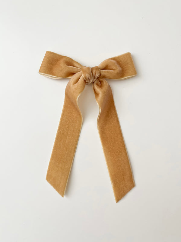 Velvet Ribbon Bow | Antique Gold